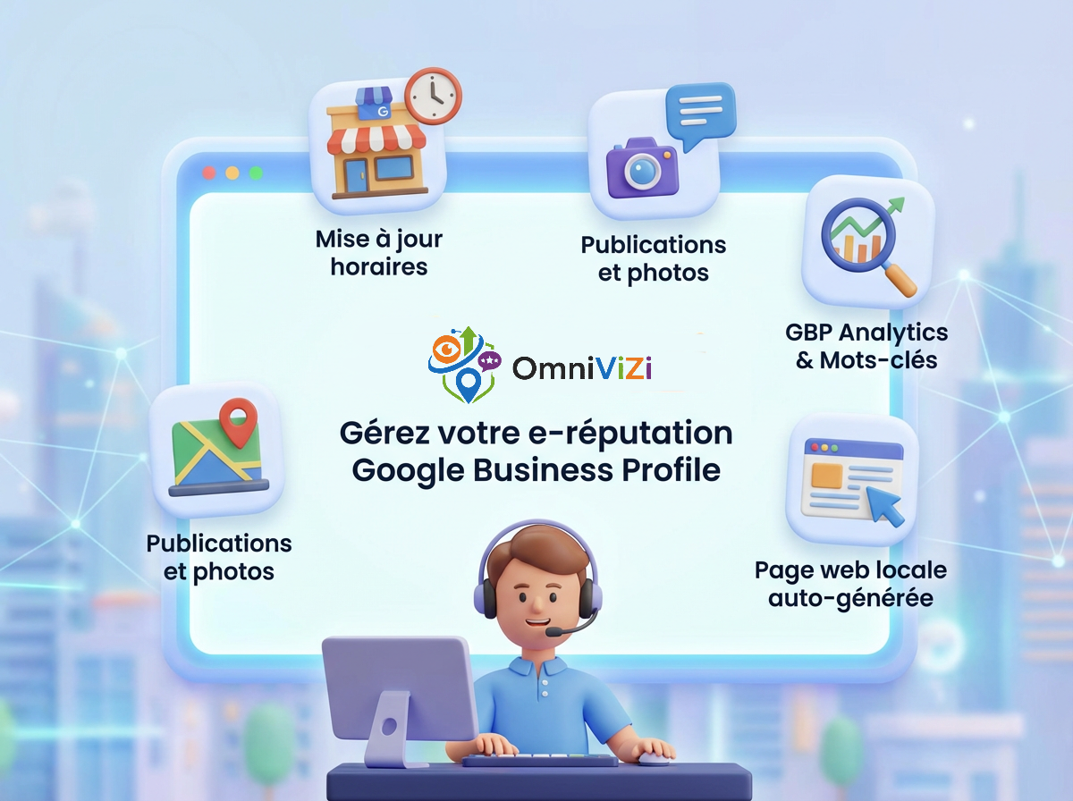<b>Google Business Profile</b><div><i><font size="3">Gérez et optimisez votre présence Google depuis un seul endroit.</font></i></div>